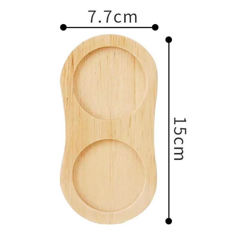 Wood Pepper Mill Tray Bamboo Salt Pepper Shaker Stand Double Hole Base for Tea Home Decor Seasoning Bottle Storage