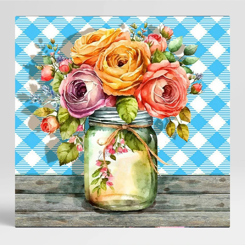 

RUOPOTY painting by numbers on canvas with frame flower vase Canvas painting Wall art Home decoration