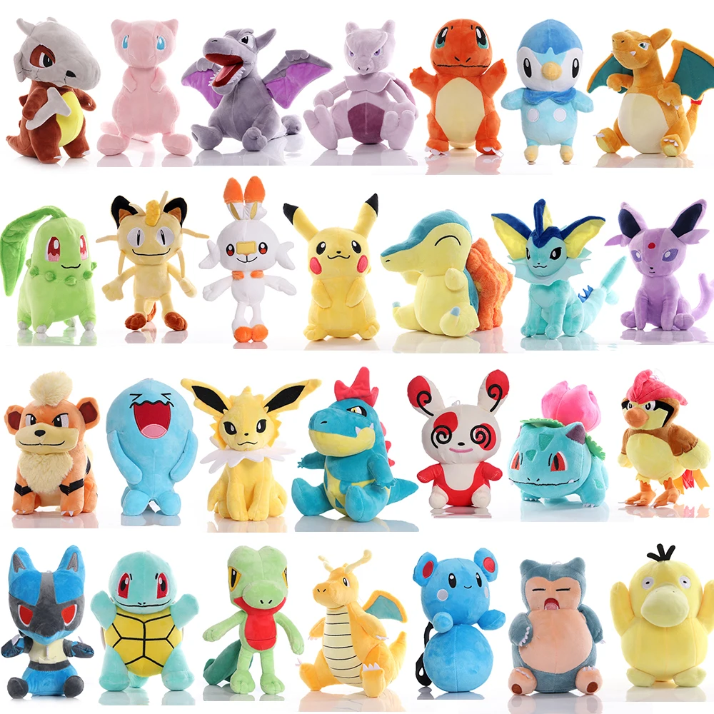 Muñecos de peluche de Pokémon para niños, juguete de Anime de Pikachu, Eevee, Charmander, Squirtle, Charizard, Sylveon, Gengar, Mewtwo, Scorbunny, regalo