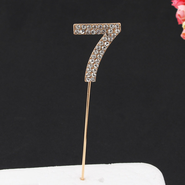 Topper Happy Birthday Party Glitter Alloy Rhinestone 1-9 Number Baby Shower Birthday 1 Year Birthday Digital Diy Cake Decor