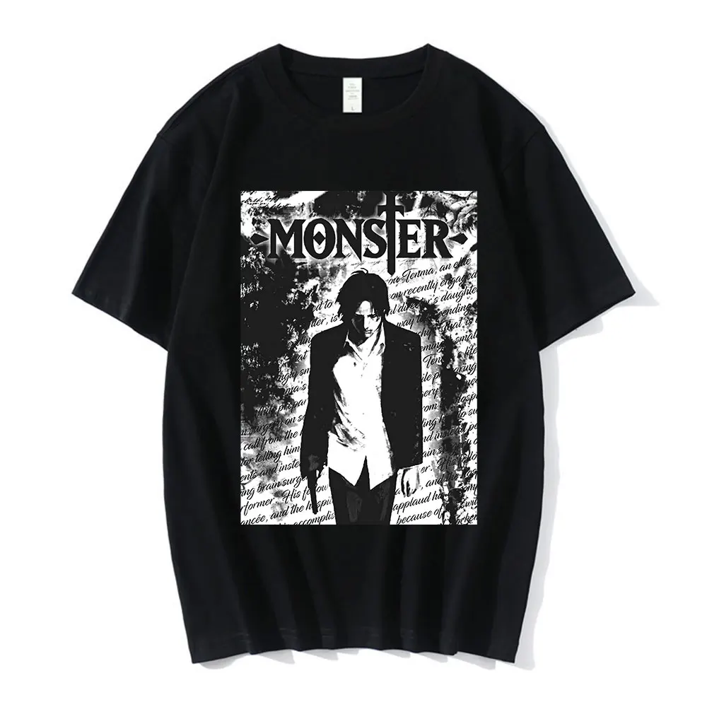 

Japanese Anime Naoki Urasawa's Monster Graphic T Shirt Casual 100% Cotton Short Sleeve T Shirts Oversized Harajuku Streetwear