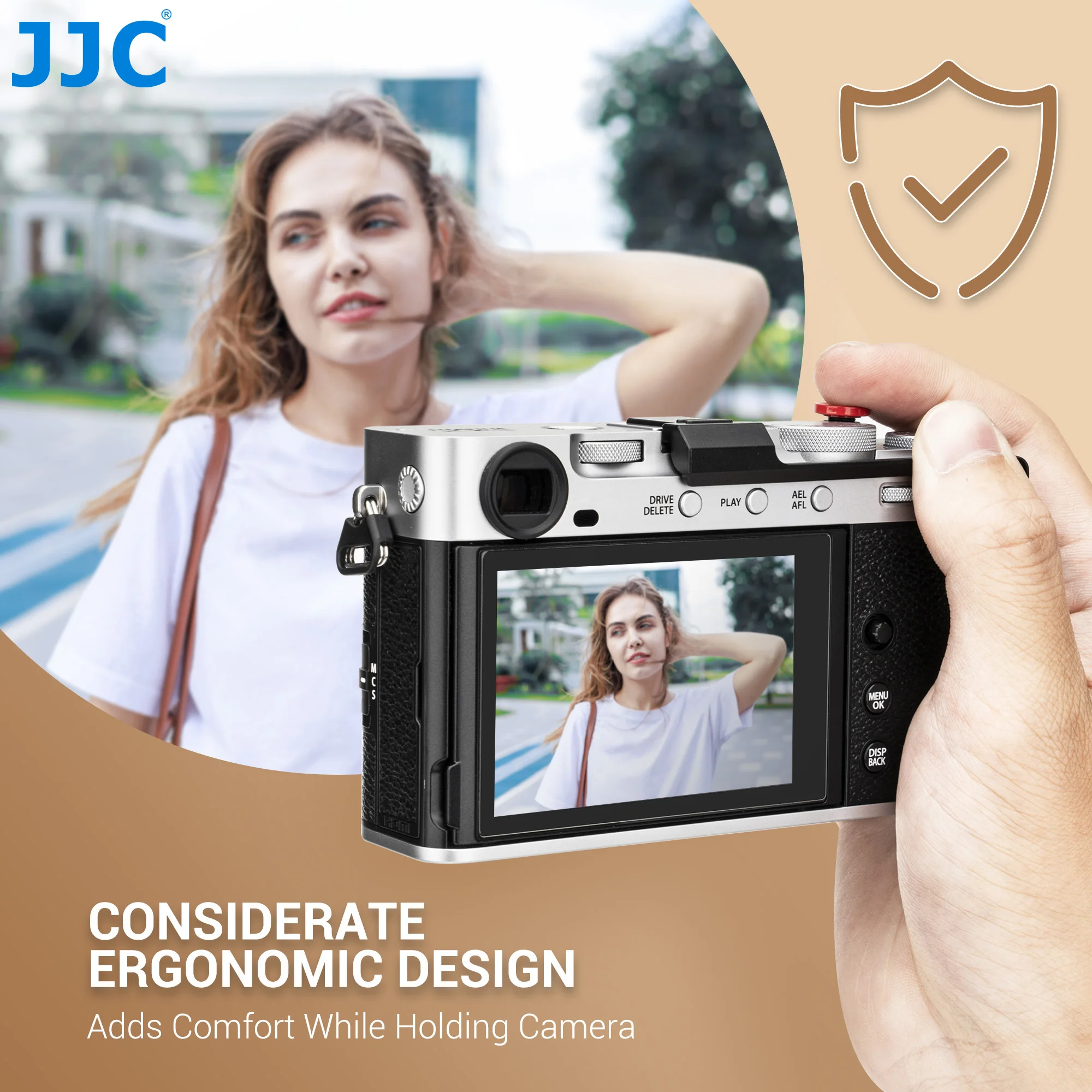 JJC 엄지손가락 그립 후지필름 X-E5 카메라 그립 금속 엄지손가락 받침대 그립 셔터 릴리즈 버튼 포함 카메라 액세서리