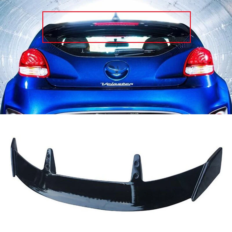 

For Universal Glossy Black Roof Spoiler Accessories Hyundai Veloster ABS Plastic Car Trunk Tail WING Body Kit 2010-2023 Year