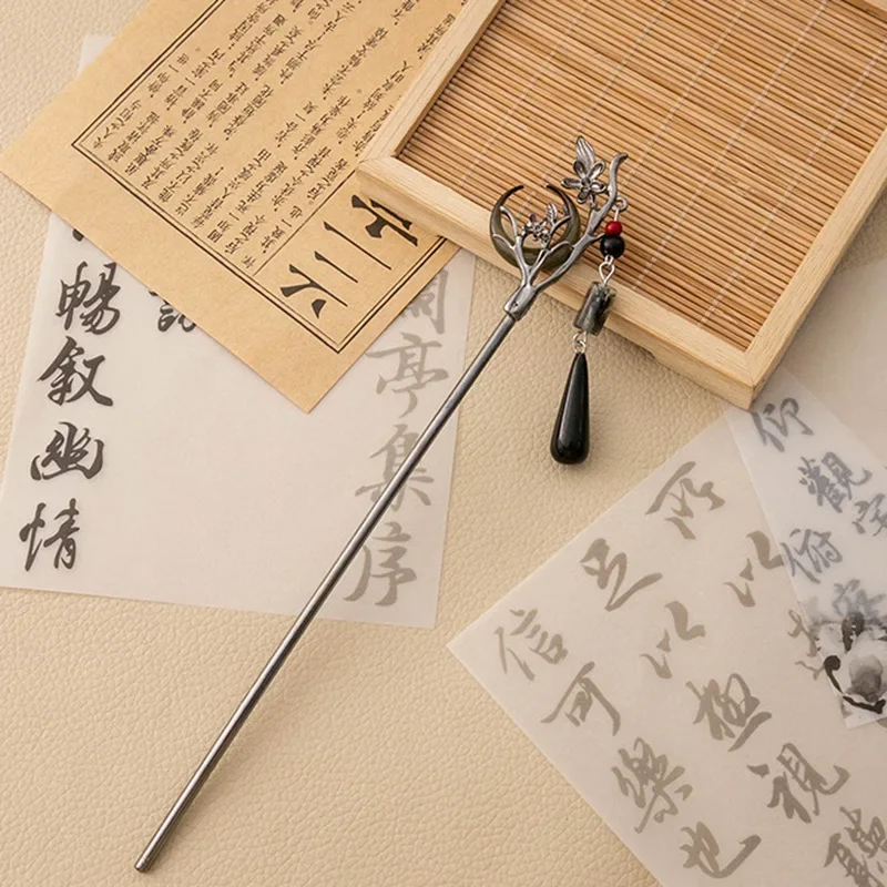 

Retro Black Moon Hair Sticks Chinese Tassel Hair Accessories 2023 Fashion Jewelry for Women