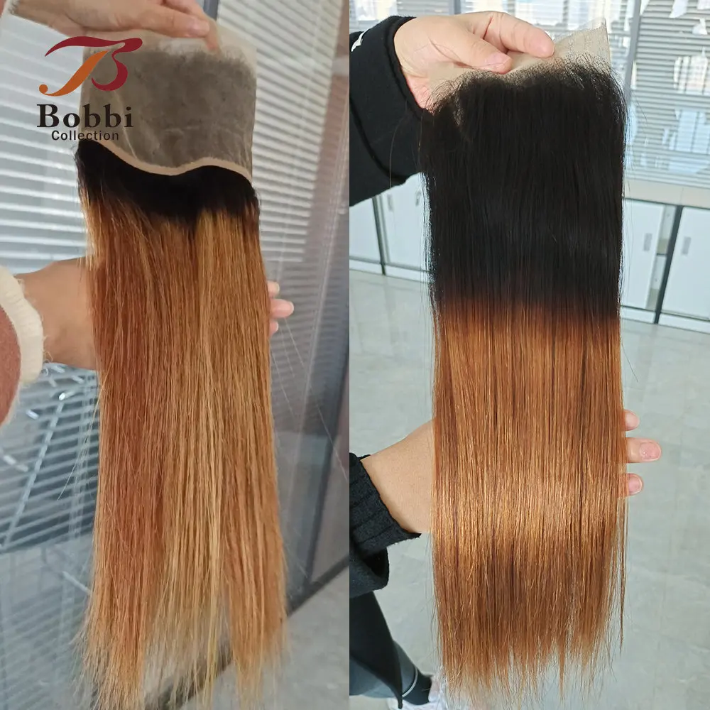 Dark Brown Straight Hair 13x4 Lace Frontal Pre-Plucked Transparent Lace Remy Human Hair Black Brown 613 Blonde Grey BOBBI