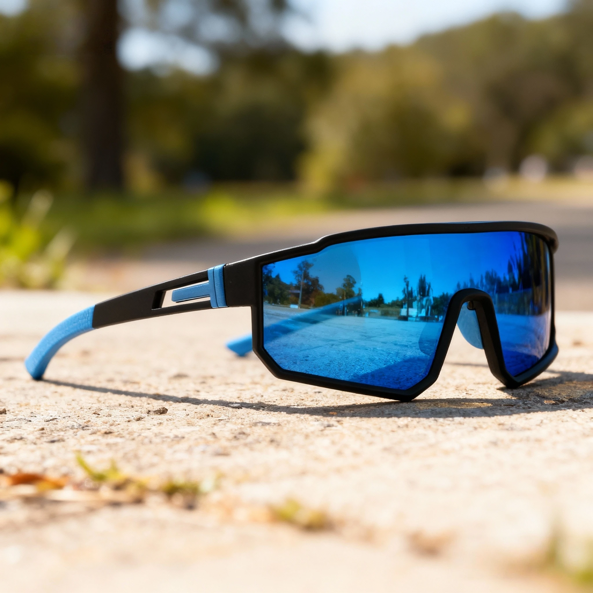 Übergroße Sport-Sonnenbrille – einteiliges UV400-Glas, Unisex für Radfahren, Wandern, Reisen und Outdoor – Detail 4