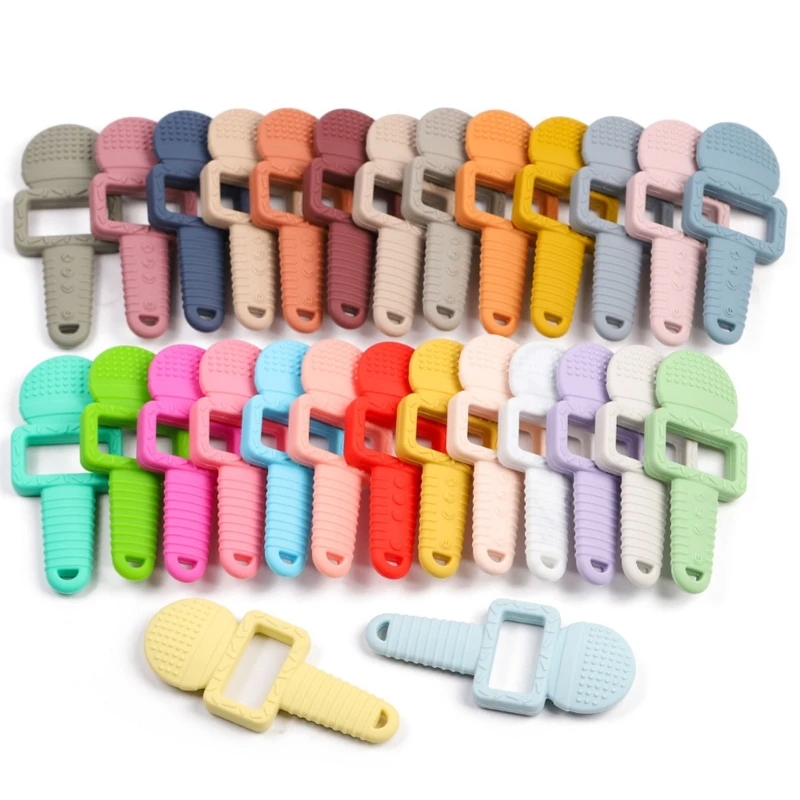 Baby Teether Microphone Shape Silicone Teethers Infant Teething Toy Chewing Toy for Babies Teething Pains teething toys silicone teething toys baby teething toys silicone teether silicone teething beads