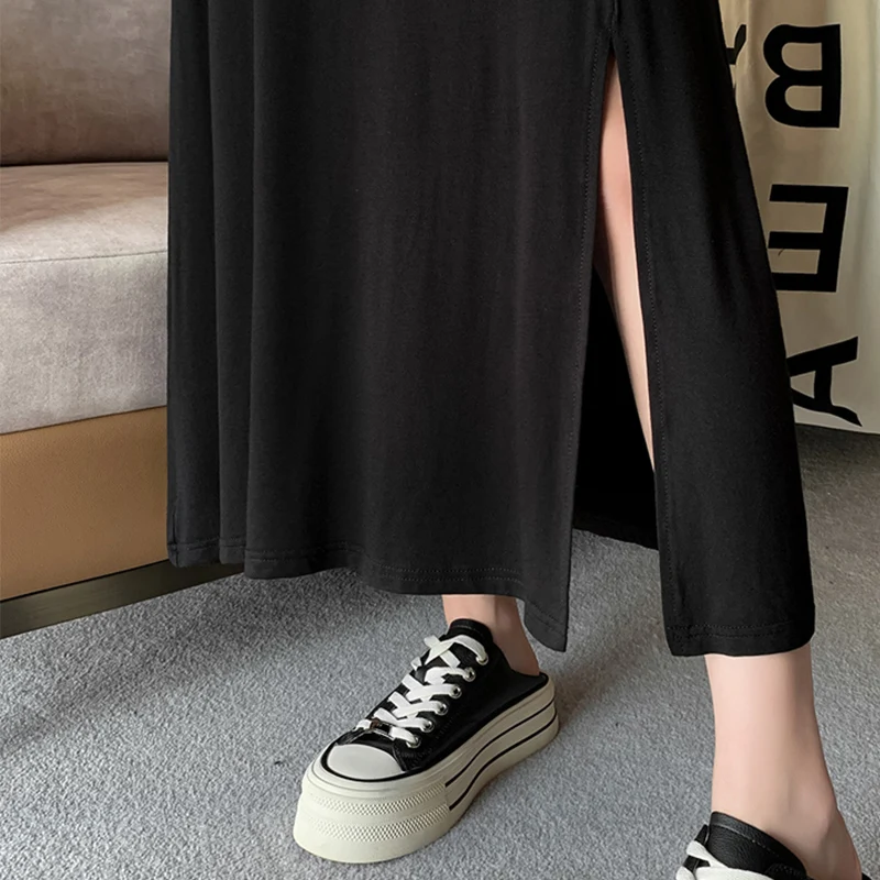 Fashion Modal Maternity Skirts Korean Version High Waist Skirt Pregnancy Skirt Half Body Pregnant Dress Solid Comfortble Dress