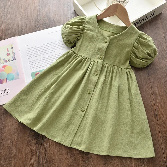Bear Leader Girl Casual Dress 2022 New Fashion Princess Dresses Girls Sweet Costumes Cute Outfits Baby Girls Vestidos for 3 7Y AH405 Green
