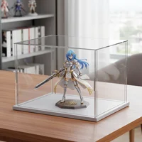 1pc Acrylic display box White base , plastic box, cube storage box, transparent small assembly, dustproof display, collectibles 5