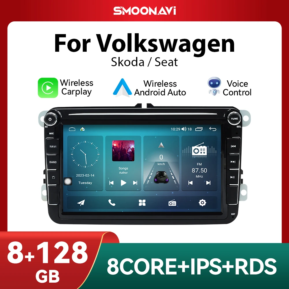 Android 12 Wireless Carplay 128Gb Autoradio Player Für Vw/Volkswagen/Golf/Passat/B7/B6/Skoda/Sitz/Octavia/Polo/Tiguan Dsp Wifi