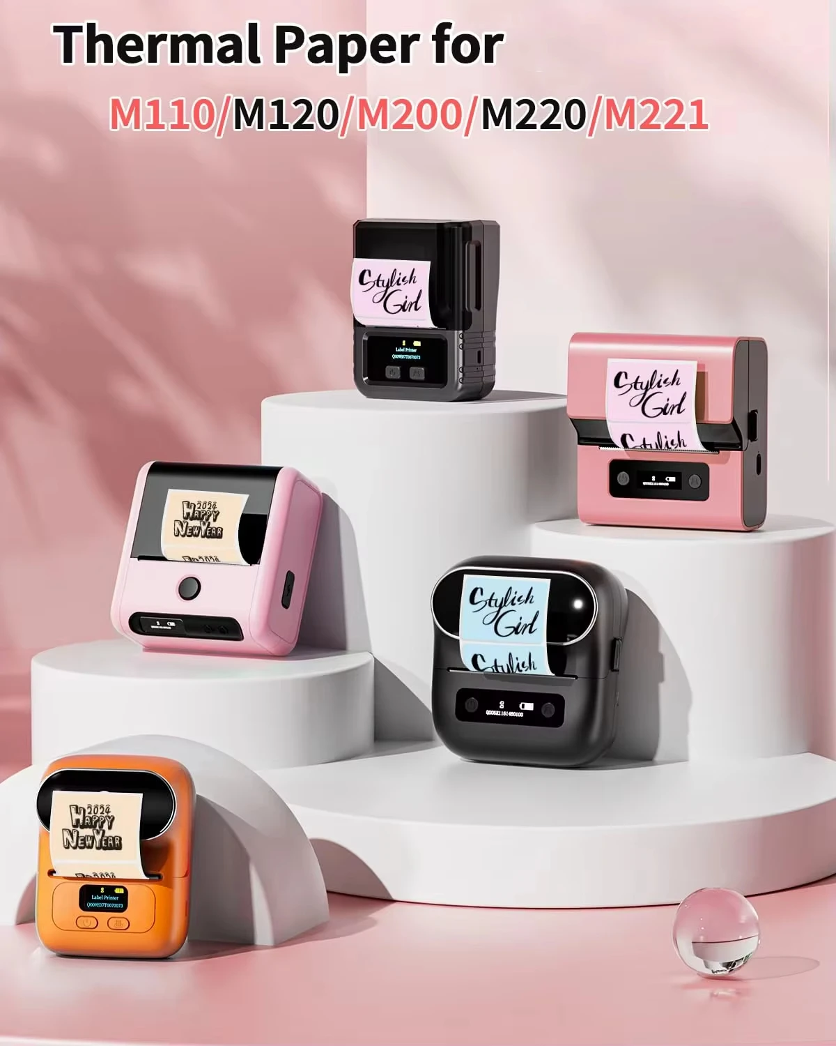 40x30mm & 50x50mm 블루/핑크/카키 라벨, 선명한 색상의 방수 스티커 용지, 소매 포장, 배송 태그용