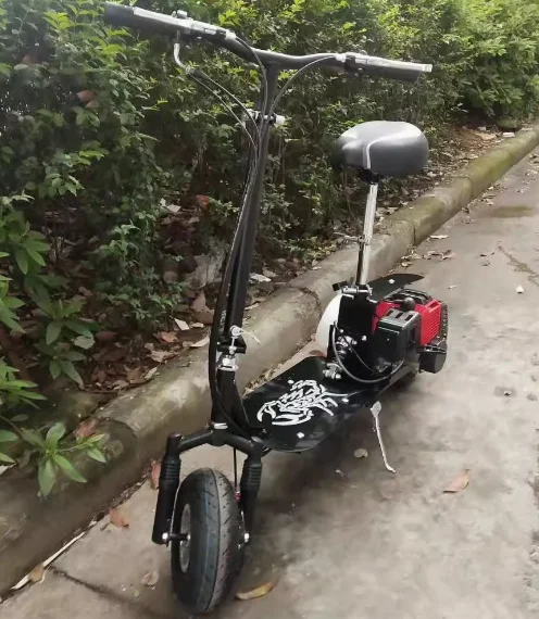 43CC Idling Steam Scooter With Shock Absorber 2-stroke Rubber Inflatable Wheel Double Disc Brake Gas Scooter