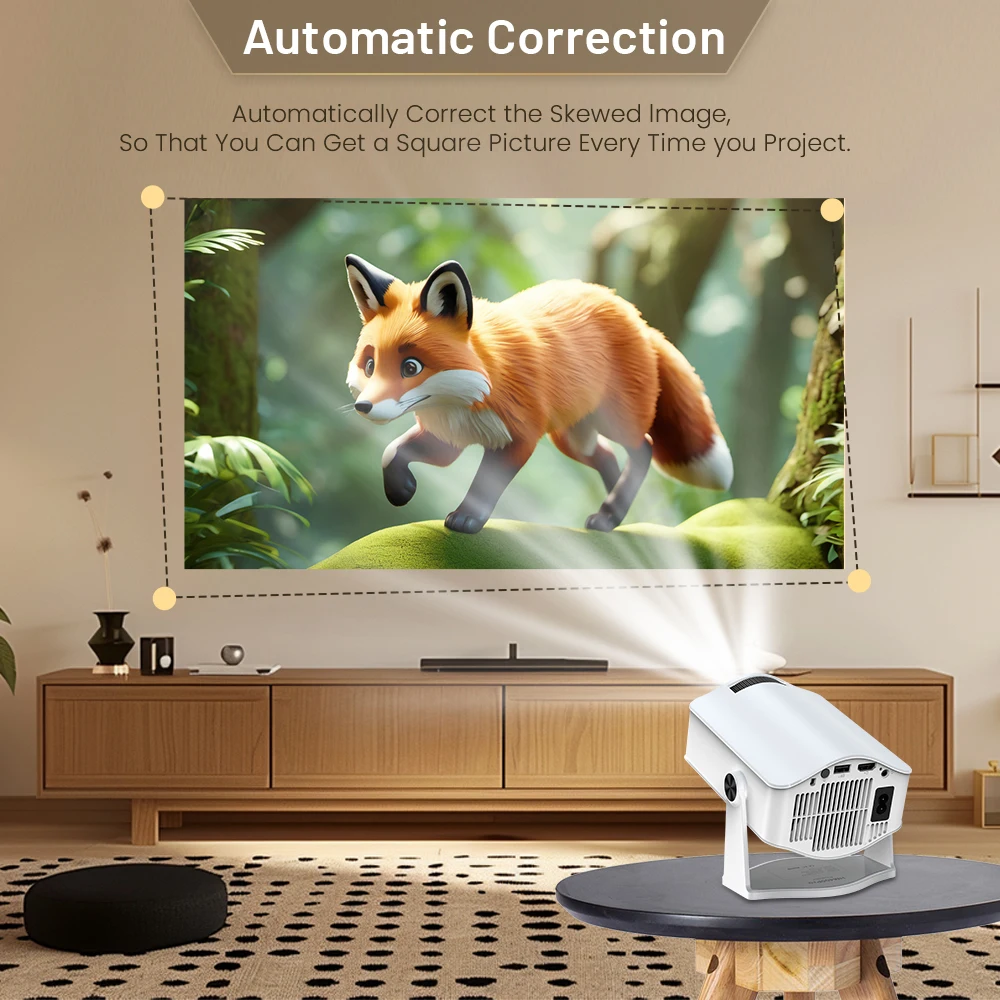 HM400PRO 4K 울트라 HD 휴대용 LCD 프로젝터 무선 회전 홈시어터 거실 벽면 투사 미니 프로젝터