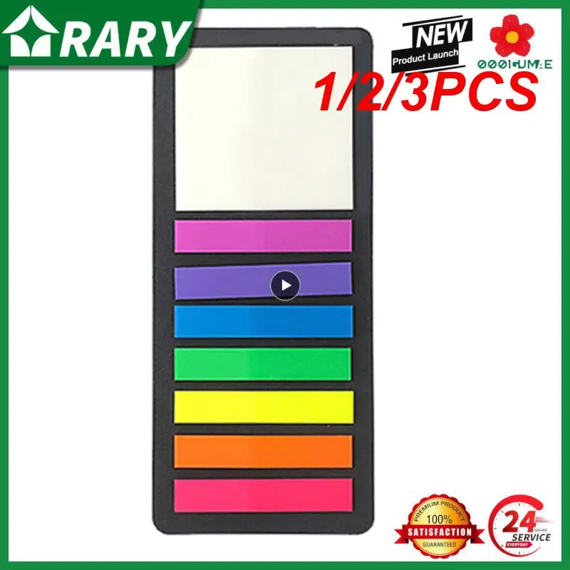 

1/2/3PCS Sticky Bookmarks PVC Sticky Labels Lightweight No Trace Fashion Fluorescent Self Sticky Notes Lined Memos Decor