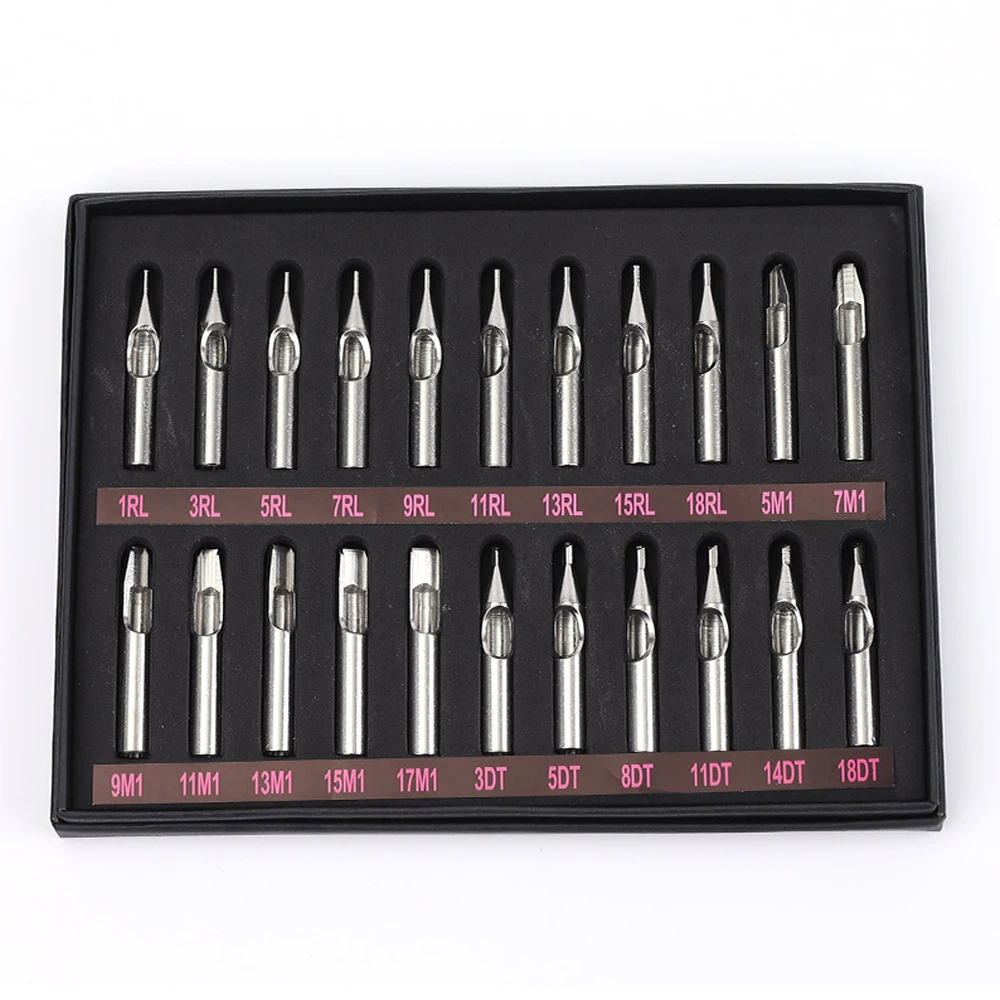 Tattoo Microblading Needles Tattoo Tips 22pcs Full Set 304 Stainless Steel Set Body Art Tattoo Shader Liner Nozzle Tip for Needles Supply Accessories