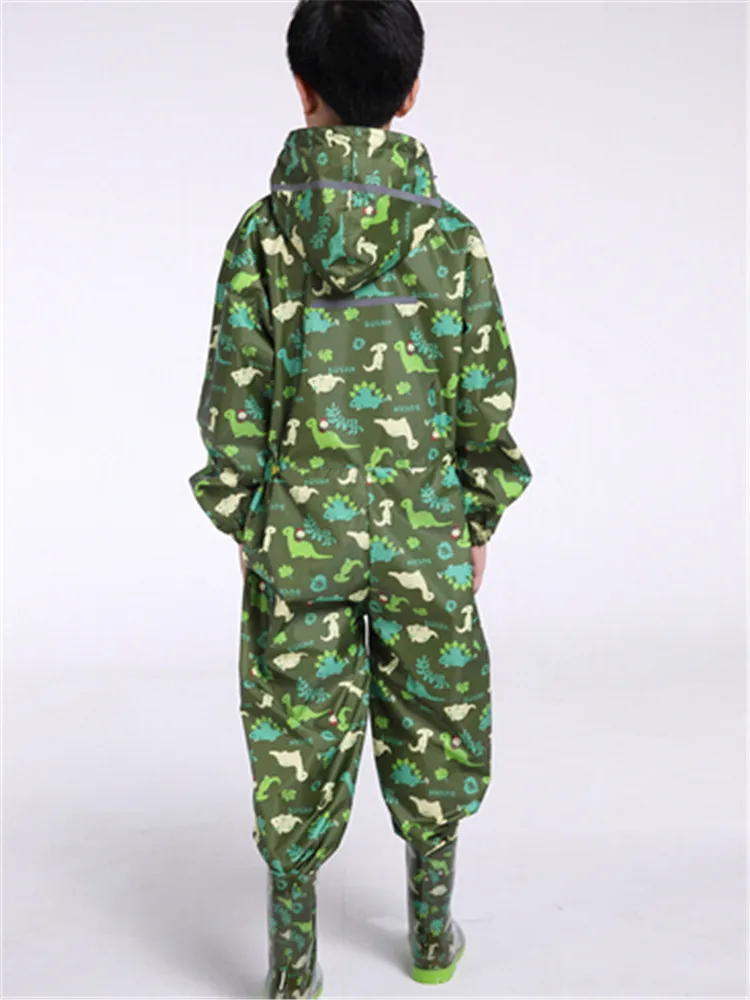Waterproof Dinosaur Raincoat for Children Rain Coat Jumpsuit Rainsuit for Students Baby Raining
