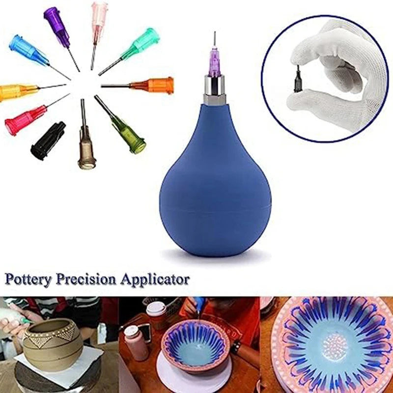 Ceramic Precision Tip Applicator Bottle Metal Pottery Glaze Sliding Tail Pottery Glaze Squeeze Bottle Clay Supplies