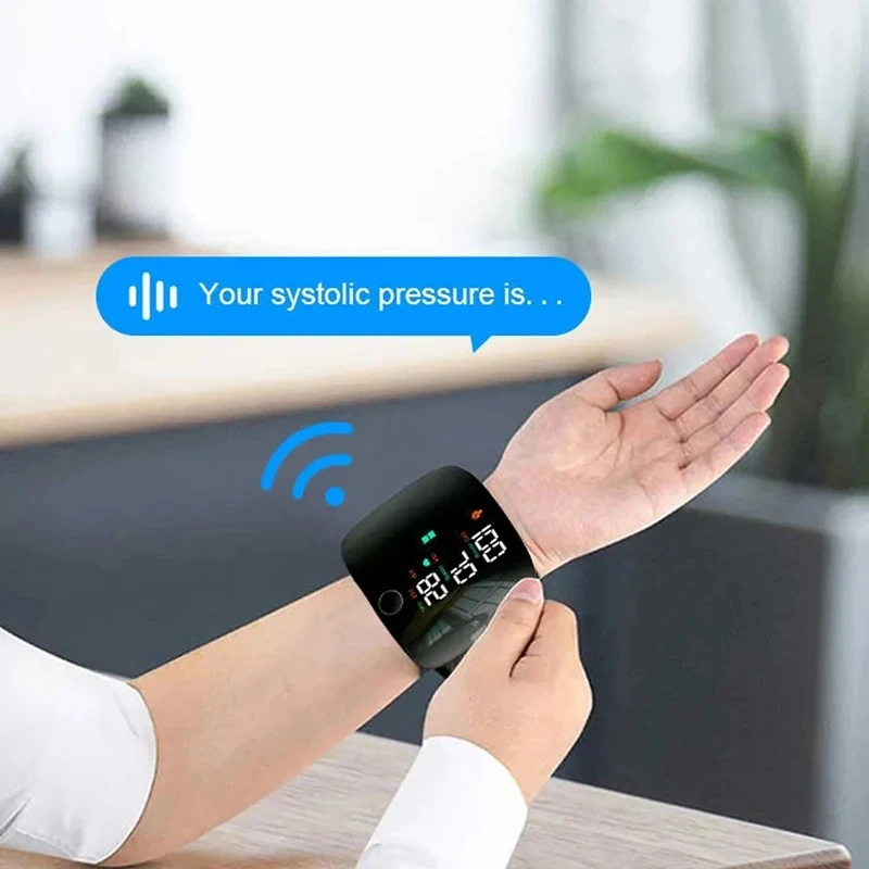 Digital Wrist Blood Pressure Monitor Sphygmomanometer Rechargeable Tonometer Tensiometer Heart Rate Meter BP Monitor