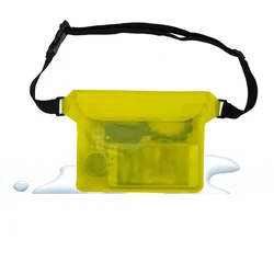 Three Layer Sealed Waterproof Bag with Touch Screen and Adjustable Waistband for Underwater Protection (Yellow)