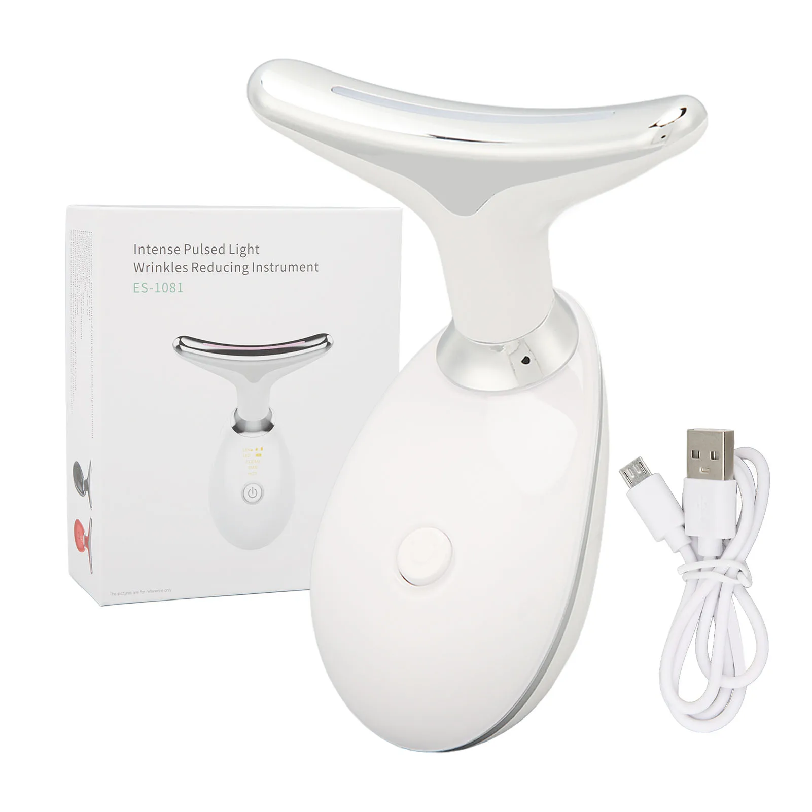 

Neck Lines Beauty Instrument Colorful Light Vibration Lifting Tightening Neck Rejuvenation Beauty Device White