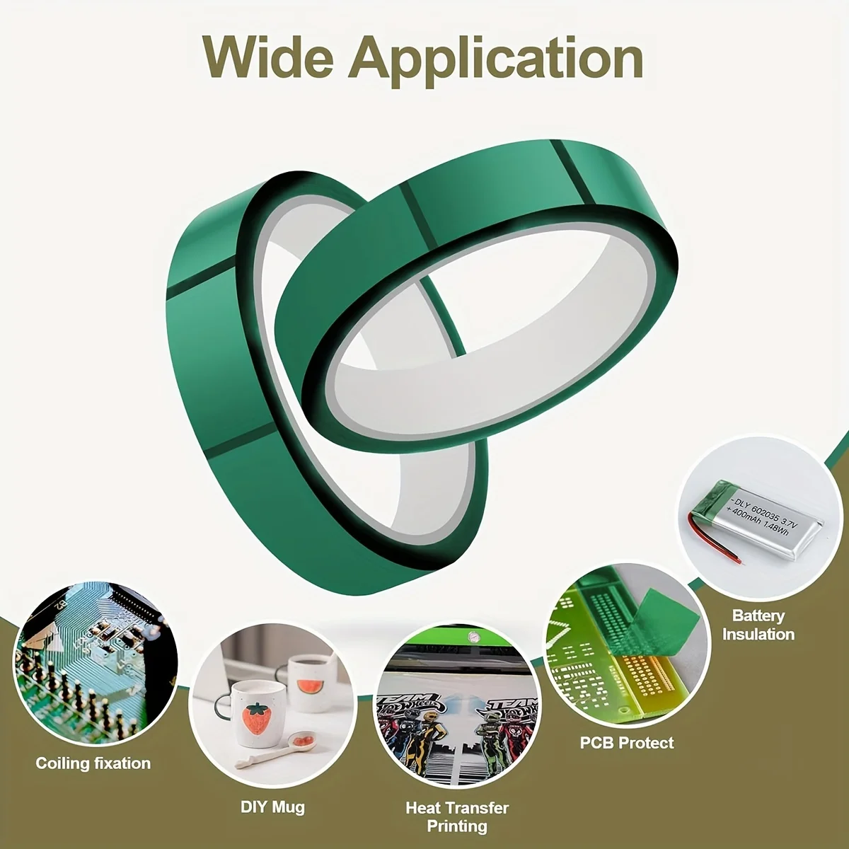 Nastro Adesivo Alta Temperatura 20mm X 33m - Resistente Fino A 300°C Per Stampanti 3D, Elettronica, Fai Da Te - Foto 6