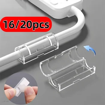 16/20PCS Cable Organizer Clips Cable Management Desktop ABS Wire Manager Cord Holder USB Charging Data Line Bobbin Winder