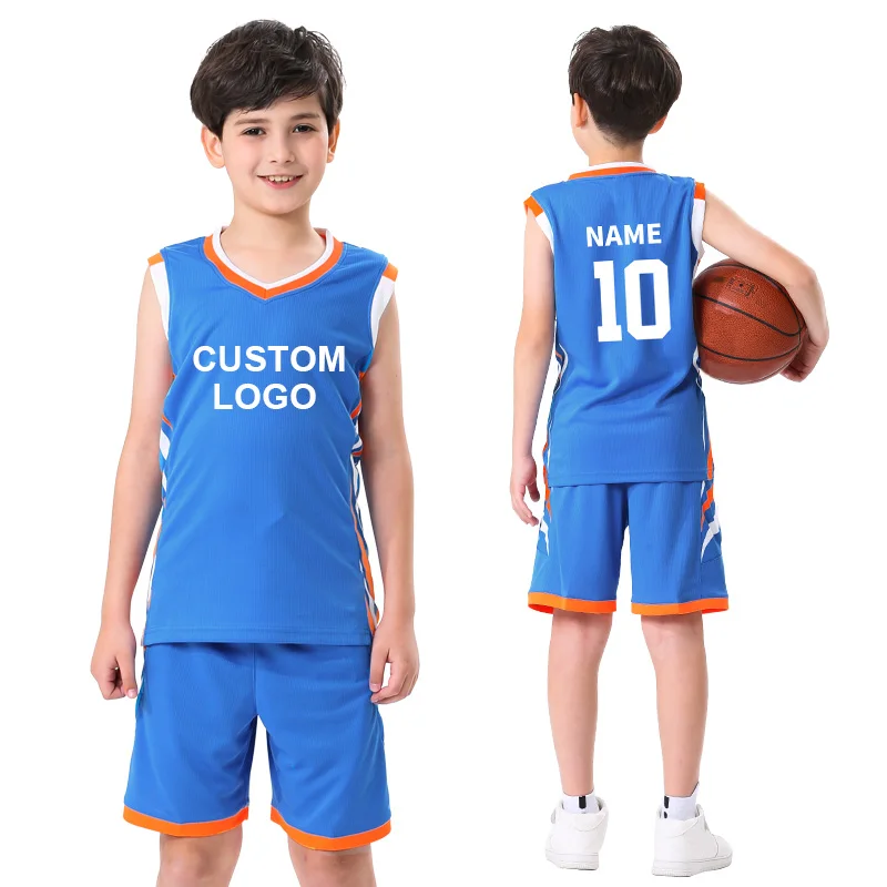 100% Plyester Children Basketball Uniform Set Breathable Kids Basketball Shirts Cheap Jersey For Boys M995