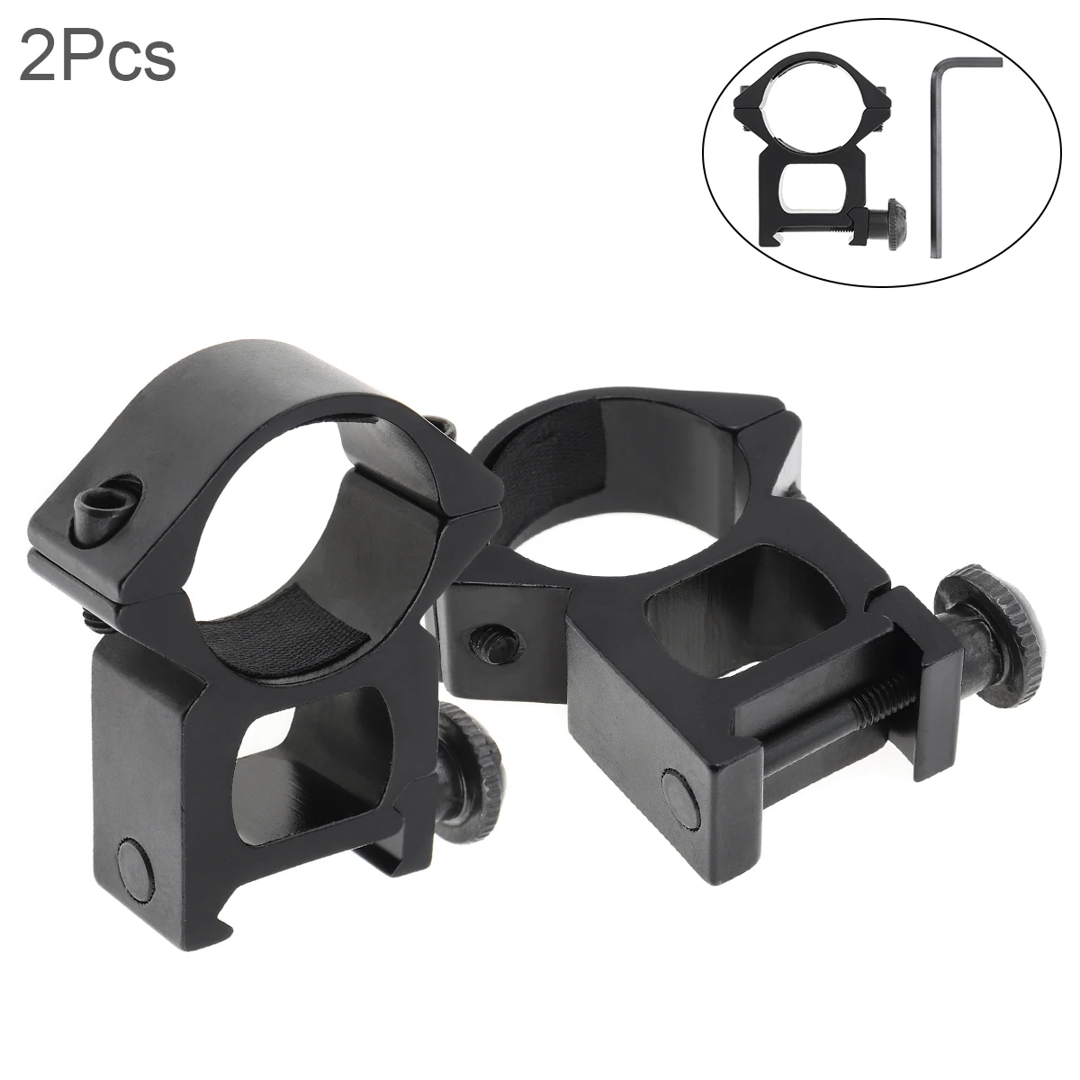 2pcs 25 mm / 1 inch Ring Scope Rail Mount Fit for Flashlight 20mm Aluminum Alloy Flashlight Rail Mount