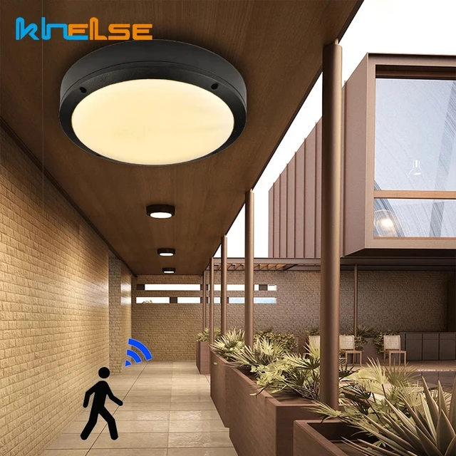 Lámpara de techo impermeable con Sensor de movimiento para exteriores,  luces LED de 18W con Radar, para baño, cocina, balcón y porche - AliExpress