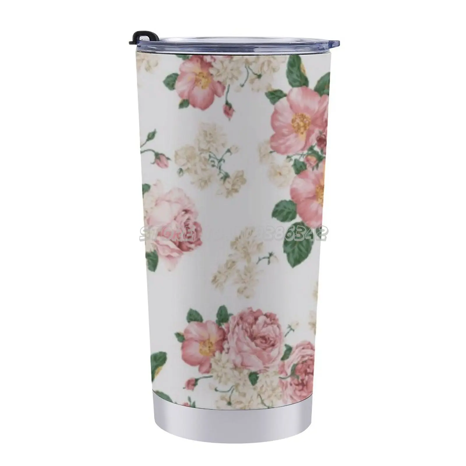 Personalized Floral Travel Coffee Mug, Design: M7