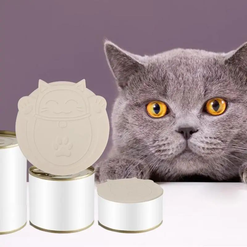 Can Lids 3-in-1 Multifunctional Pet Food Can Cap Sealed Silicone Dog Cat Food Lid Covers Reusable Stretch Lids Covers