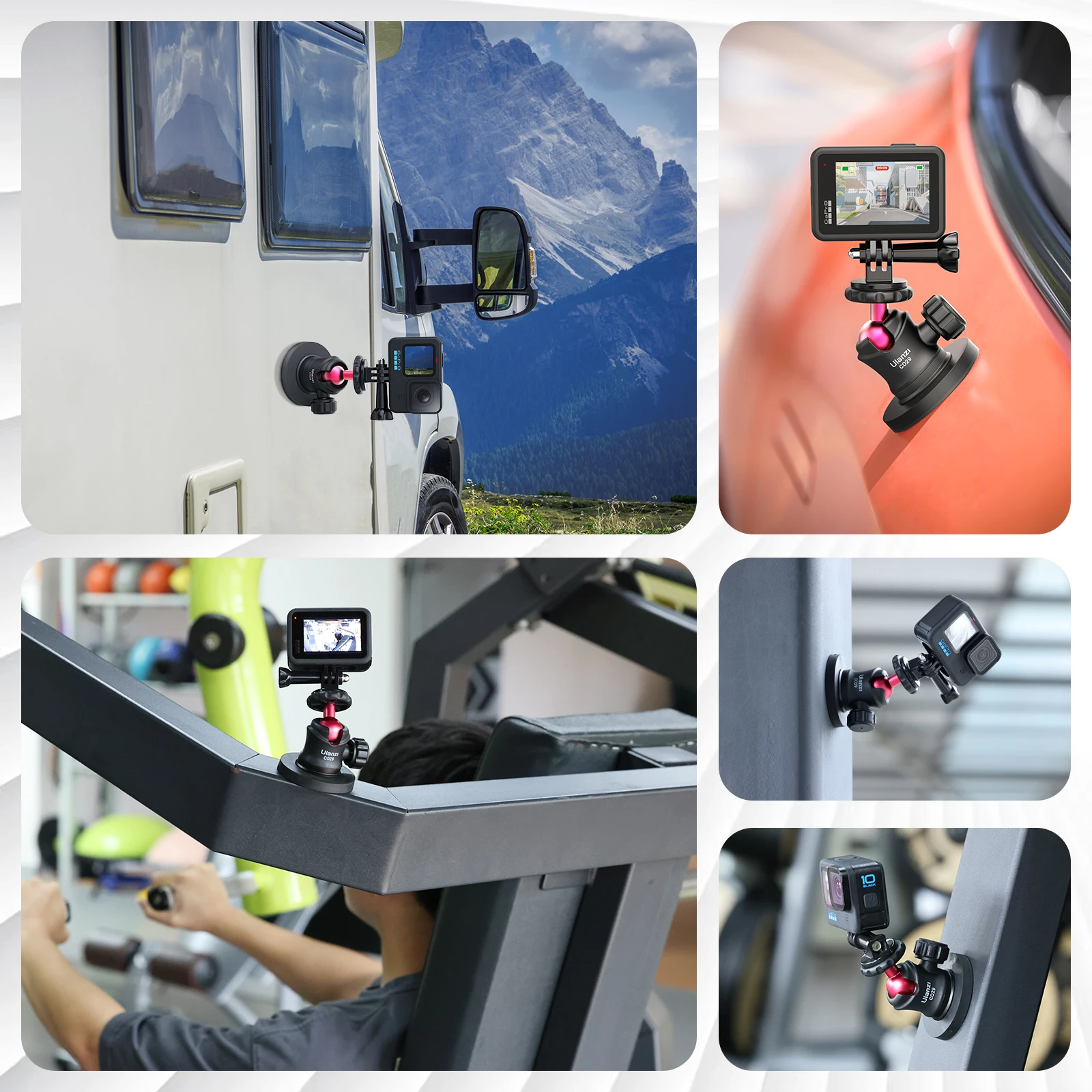 Ulanzi C029 액션 카메라 흡입 마운트 마그네틱 브래킷, Gopro Hero 13 12 전화 Insta360 Ace Pro DJI Action 4 용 1/4 나사 포함