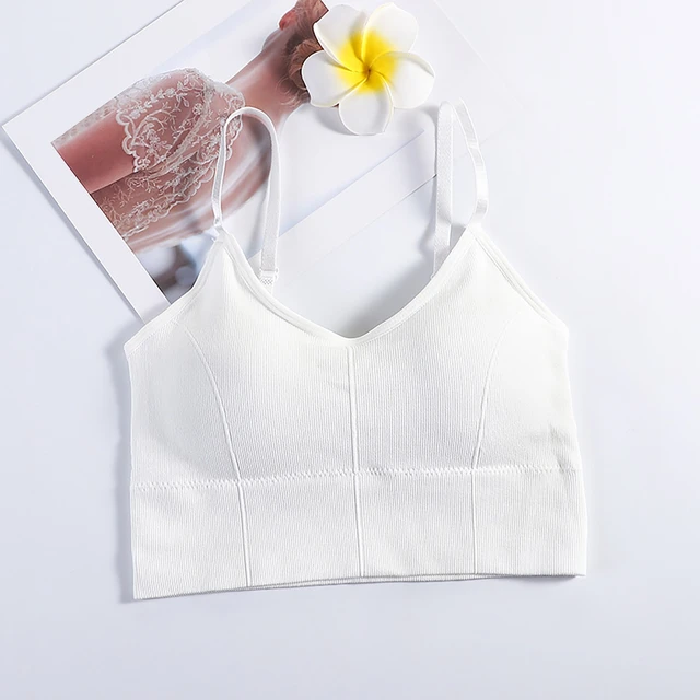 Women Sexy Crop Tops Sport Bra Womens Tank Tops Strap Stretch Cotton  Camisole With Built In Padded Shelf Bra Small Color 스포츠브라 - AliExpress