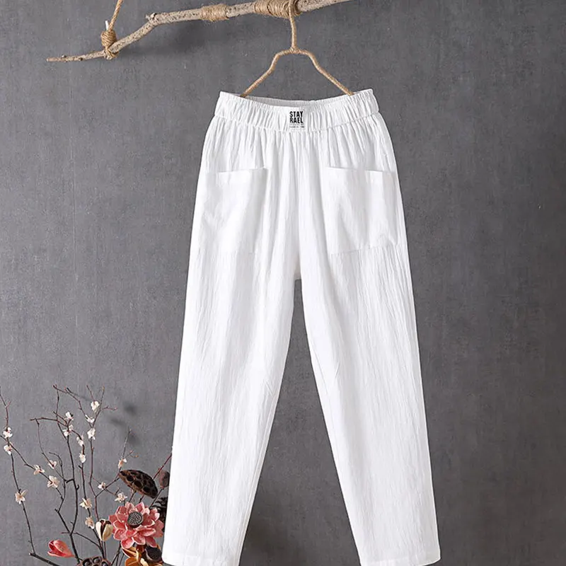 Elegant Fashion Harajuku Slim Fit Female Clothes Loose Casual All Match Trousers Solid Pockets Thin Style Straight Leg Pants