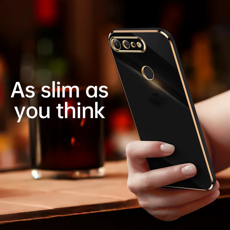 Luxury Square Glossy Plating Shockproof Silicone Phone Case