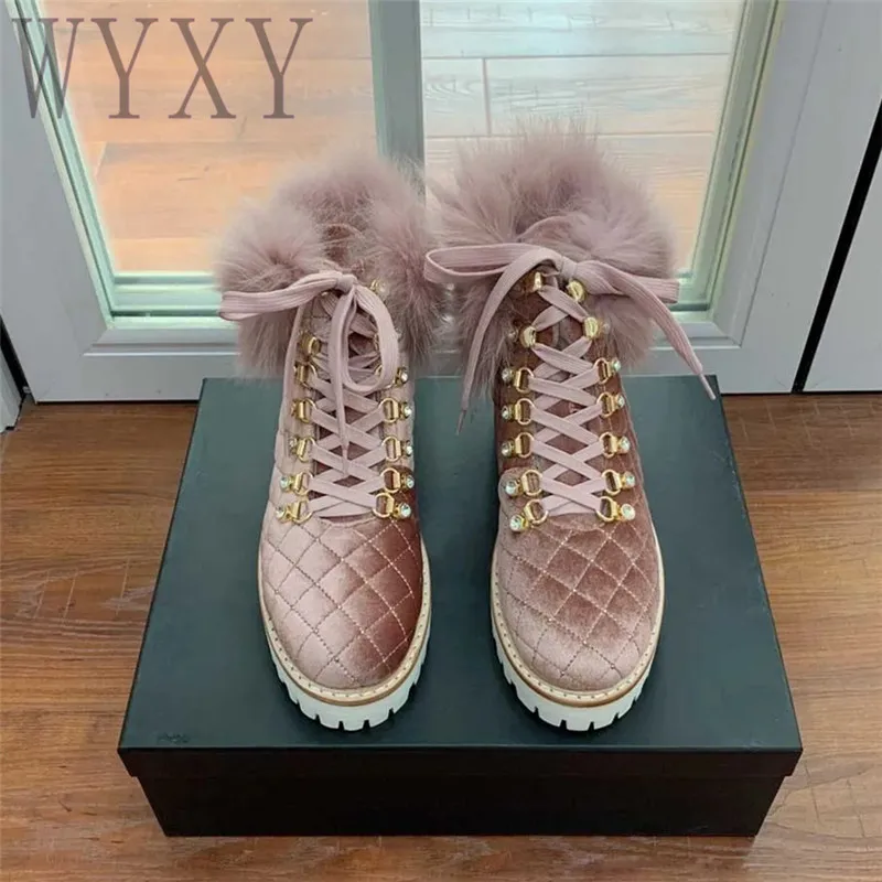 

Winter New Round Toe Gao Bang Fur Collar Casual Flats Woman Fashion Fashion Concise Lace-Up Thick Sole Real Leather Casual Shoes