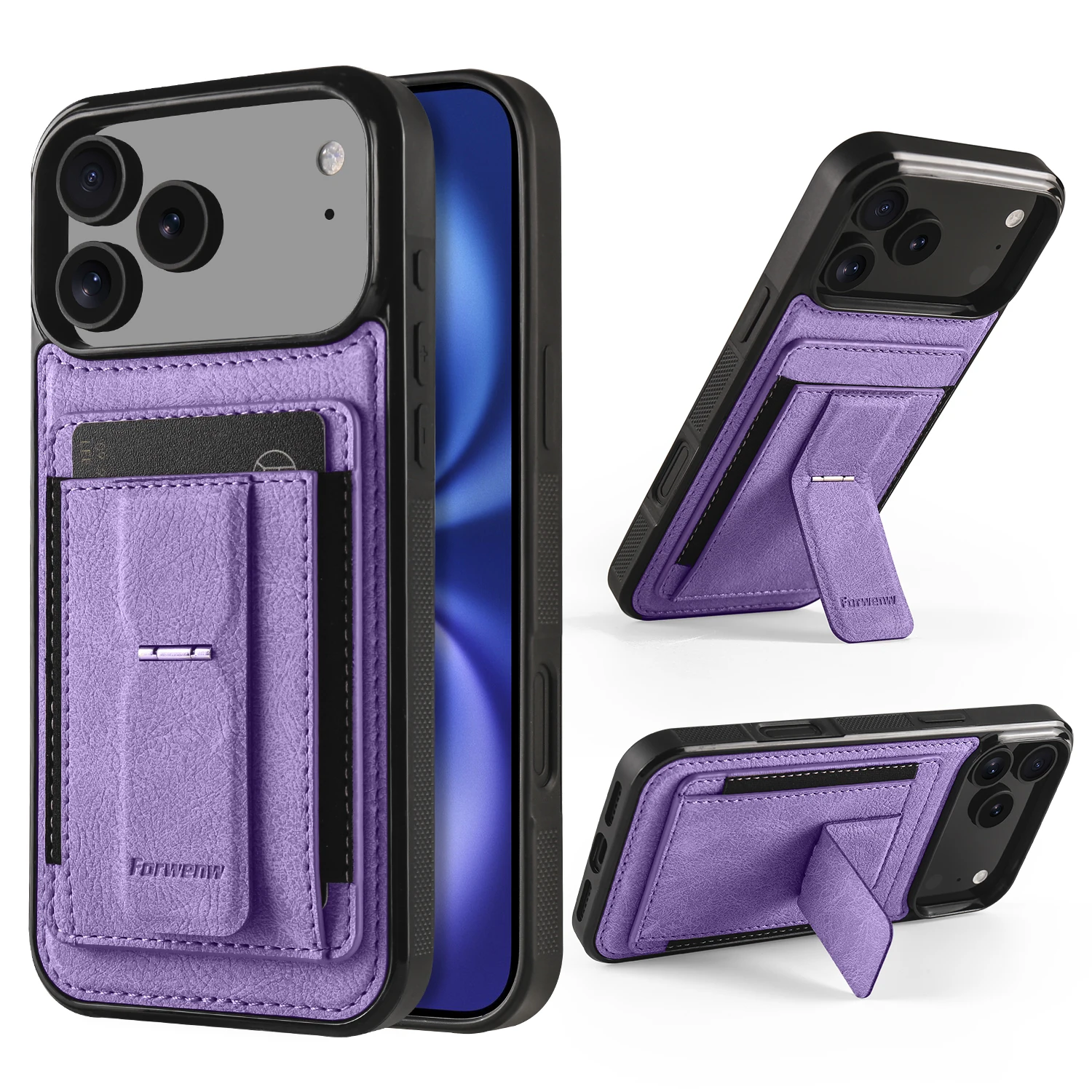 Premium Magnetic Leather Phone Case with Card Holder and Stand Feature