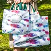 Reusable Bag Shopping Bag Shopping Pouch Non-woven Fabric Storage Folding Bag Feather Printing Waterproof Traval Bag Grocery Bag 5