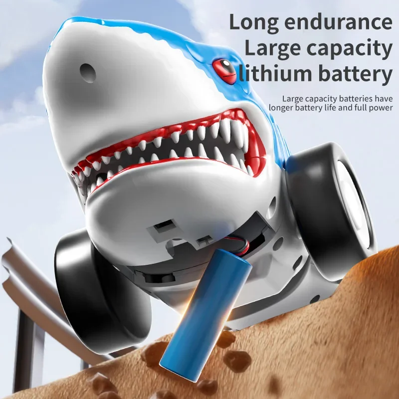 Rc Car Shark Toy with 360degree Spin Swing Shakable Led Stunt Remote Control Toys for Kids Outdoor Play Party Game Birthday Gift