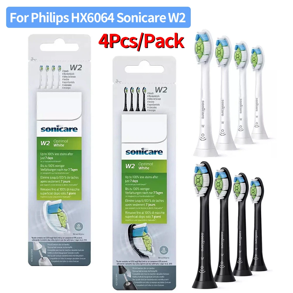 Replacement toothbrush heads 4Pcs/Pack Replacement toothbrush heads Toothbrush Heads Standard Sonic Electric Toothbrush Philips HX6064 Sonicare W2