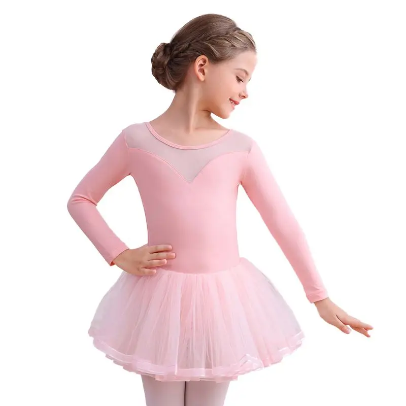 Girls Dancewear Short-sleeved Practice Clothes Tutu Girls Chinese Dance Clothes Ballet Dress Gymnastics Clothing