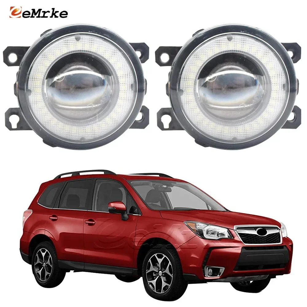 

2 Pieces Car Lens LED Fog Lights Assembly Angel Eye DRL Daytime Runinng Light Lamp for Subaru Forester SJ_ XT 2014 2015 2016