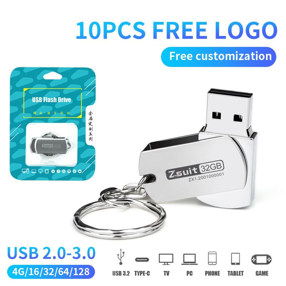 (over 10pcs Free Logo)Metal Flash Drive 4G 8G 32G Pendrive 64gb High Speed Memoria Usb Stick Waterproof Usb Pen Drives 1pcs 128g