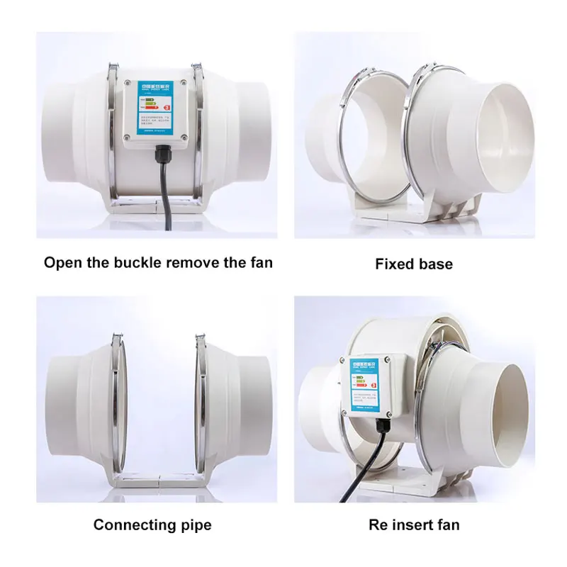 4.5 Inch 220V Ventilation Flow Fan Exhaust Fans Home Inline Pipe Duct Extractor Kitchen Toilet Air Clean Ventilator Diagonal