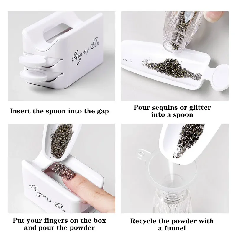 Nail Tool Double Layer French Recycling Powder Box Dipping Powder Collection Container Manicure Glitter Storage Tools nail art tools nail manicure tools nail manicure accessories