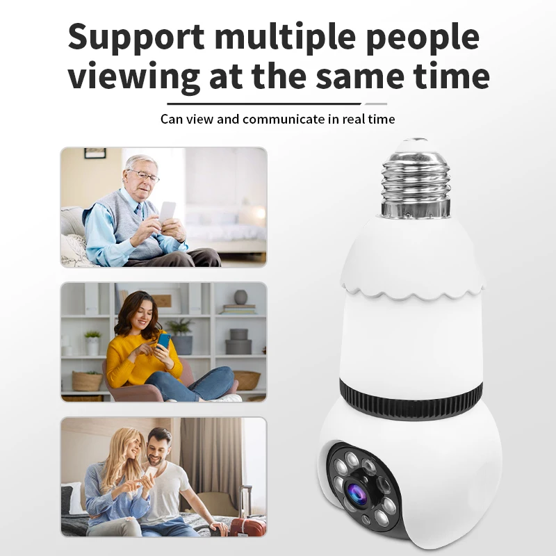 8MP E27 Bulb Lamp Camera LED Bulb Smart IP Surveillance Two-way Audio AI Auto Detect Wireless Surveillance Cameras WIFI Camera 3