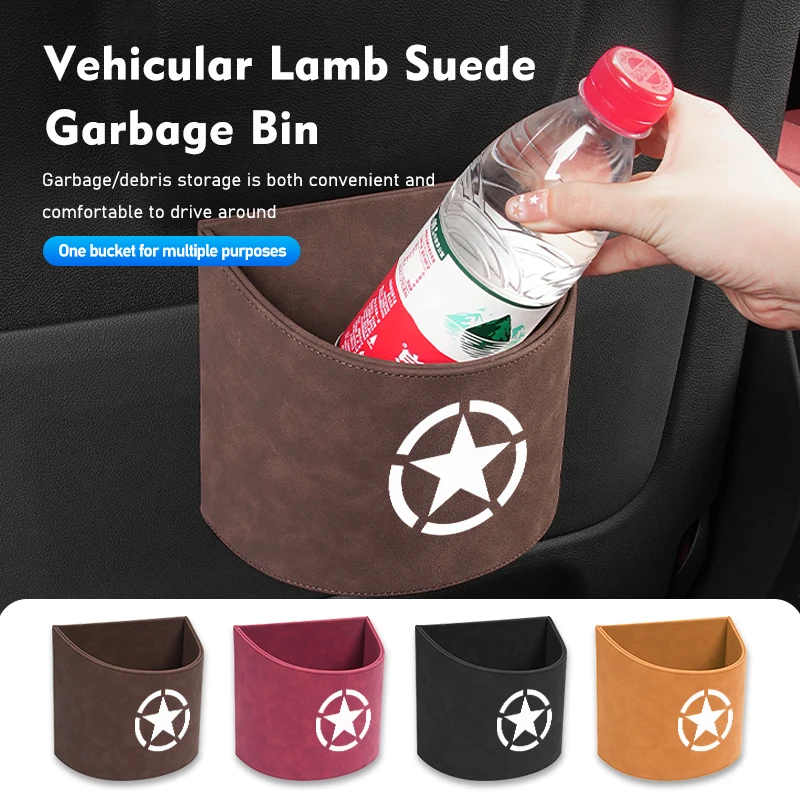 Lamb Suede Car Trash Can Auto Storage Box Rubbish Holder Bin For Jeep Renegade Compass Cherokee Wrangler Patriot Liberty