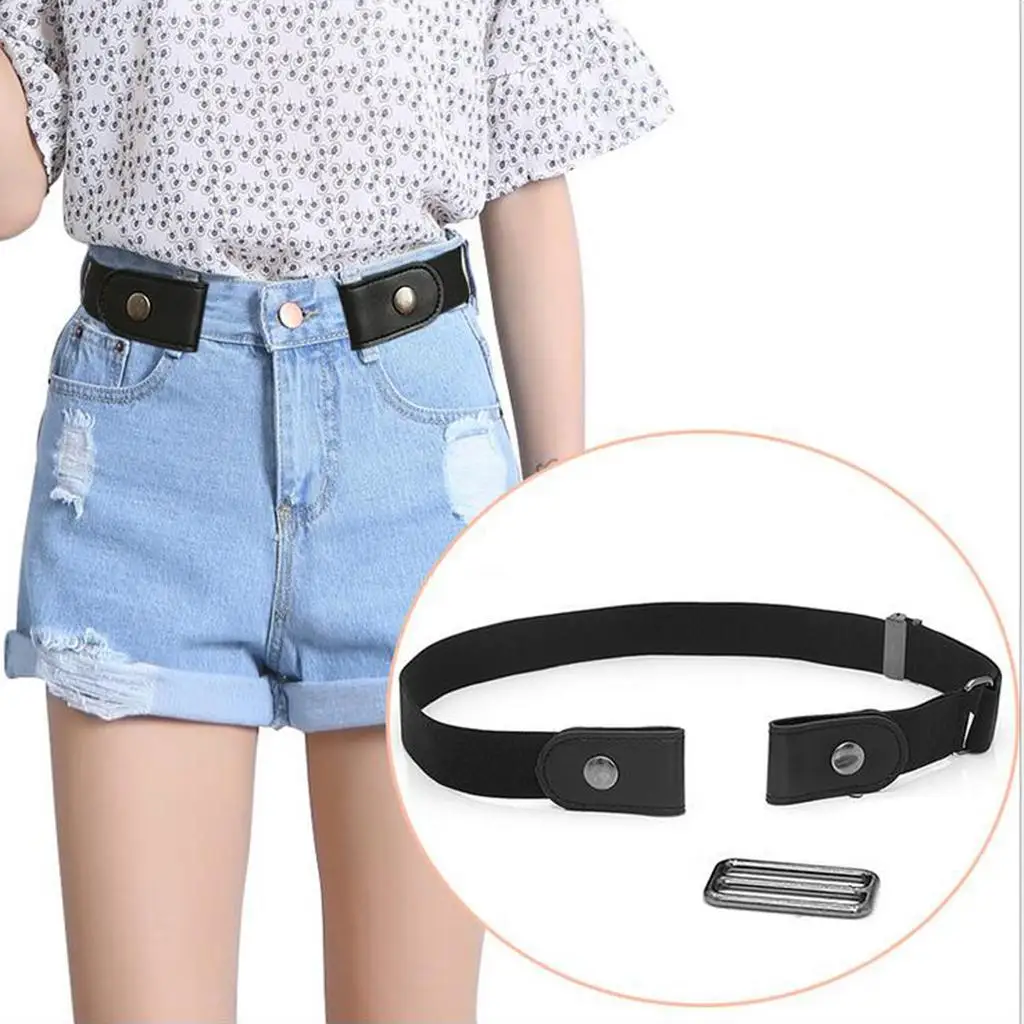 Leather No Buckle Belt Women Mens Buckle Free Belt Stretchy for Jeans
