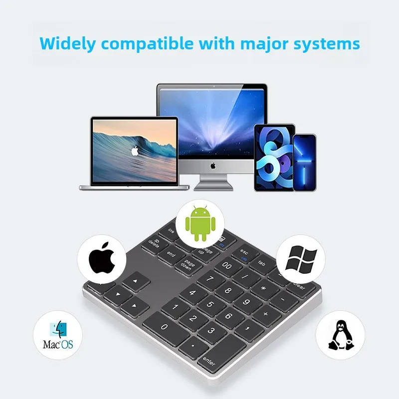 USB Folding Keyboard, Wireless Bluetooth, Dual-mode Charging, Numeric Keypad, General, External Keyboard, Portable, Financial